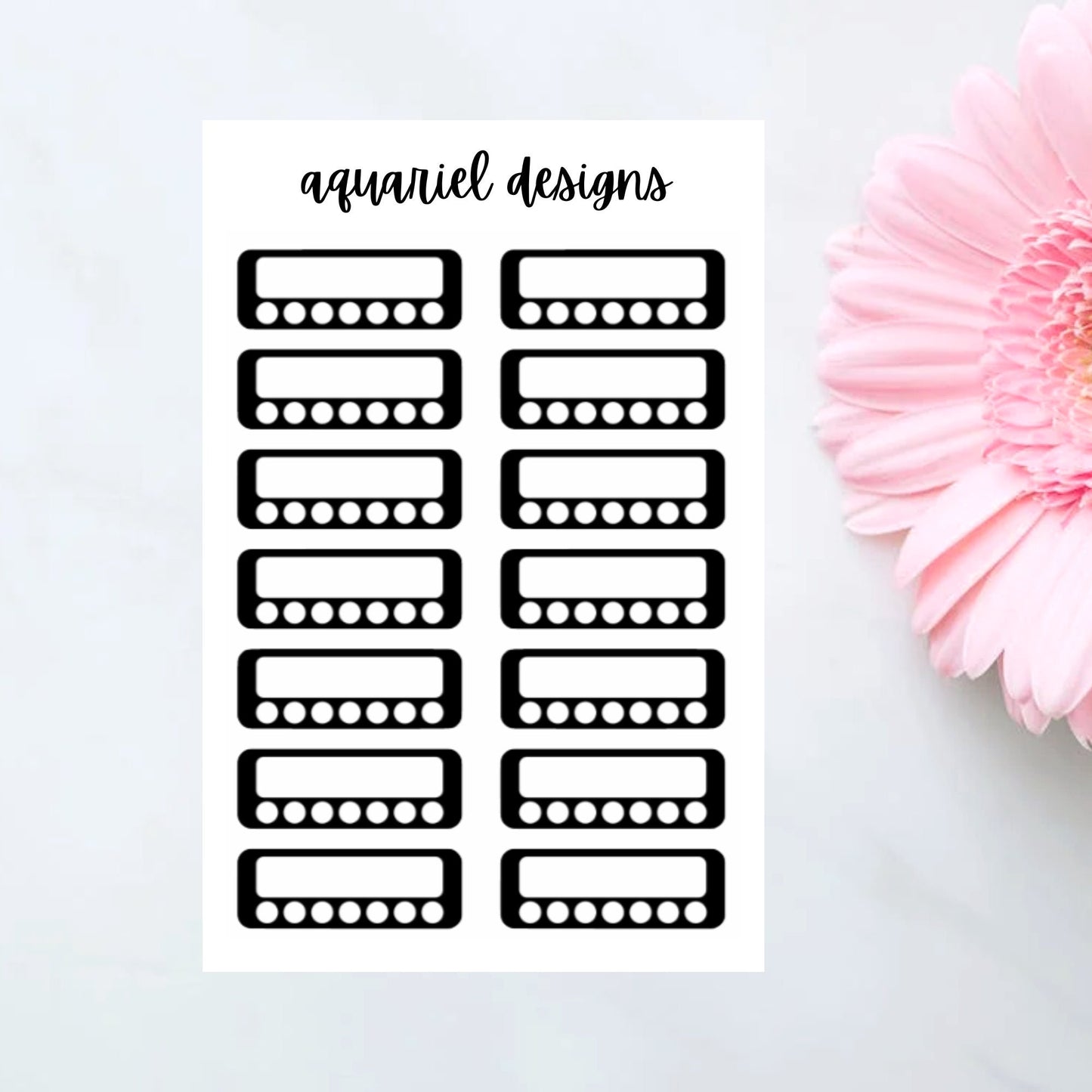 Black Habit Tracker Stickers | Weekly Habit Tracker Stickers | Planner Stickers | Bullet Journal Stickers