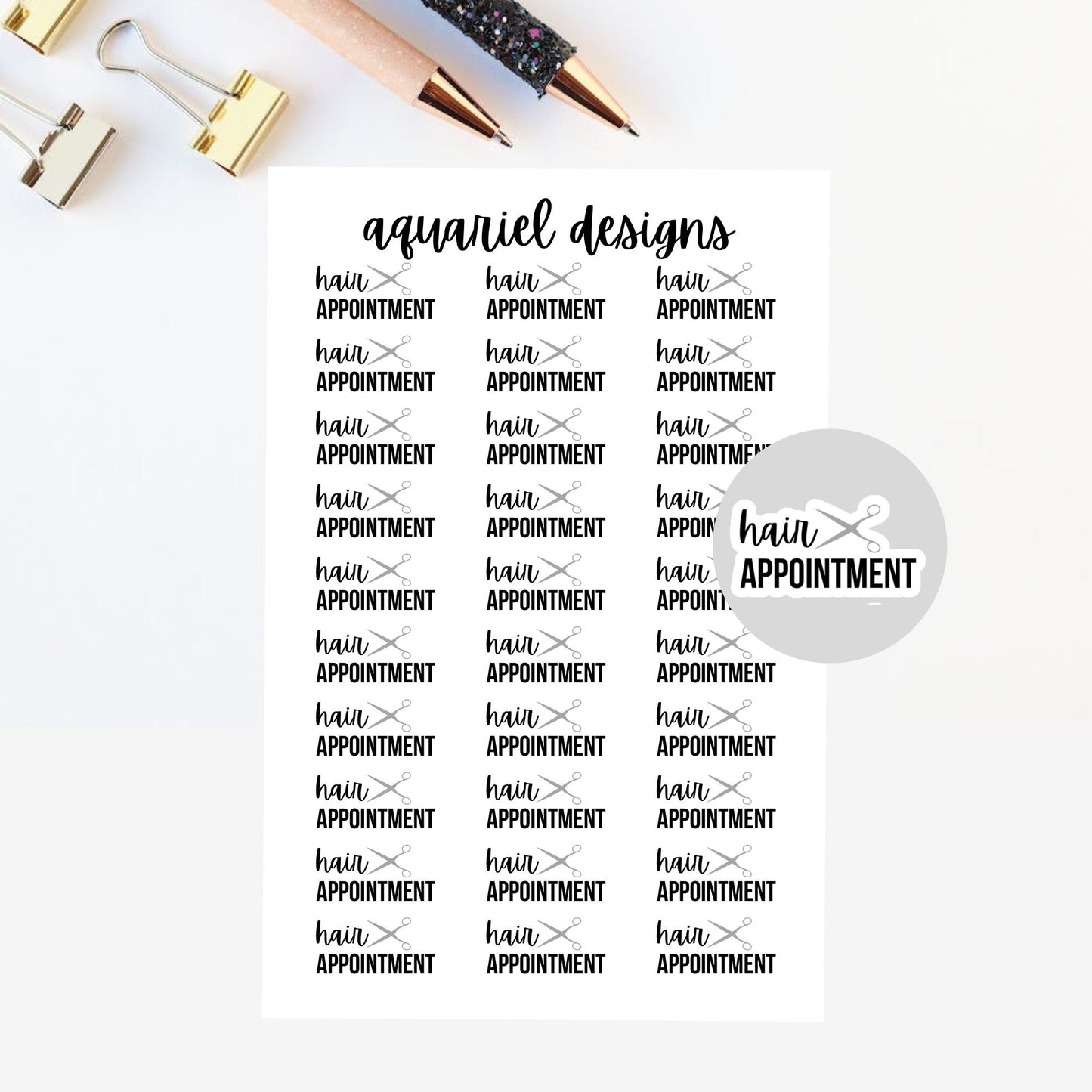 Hair Appointment Stickers | Set of 30 Hair Appointment Planner Stickers | Bullet Journal Stickers