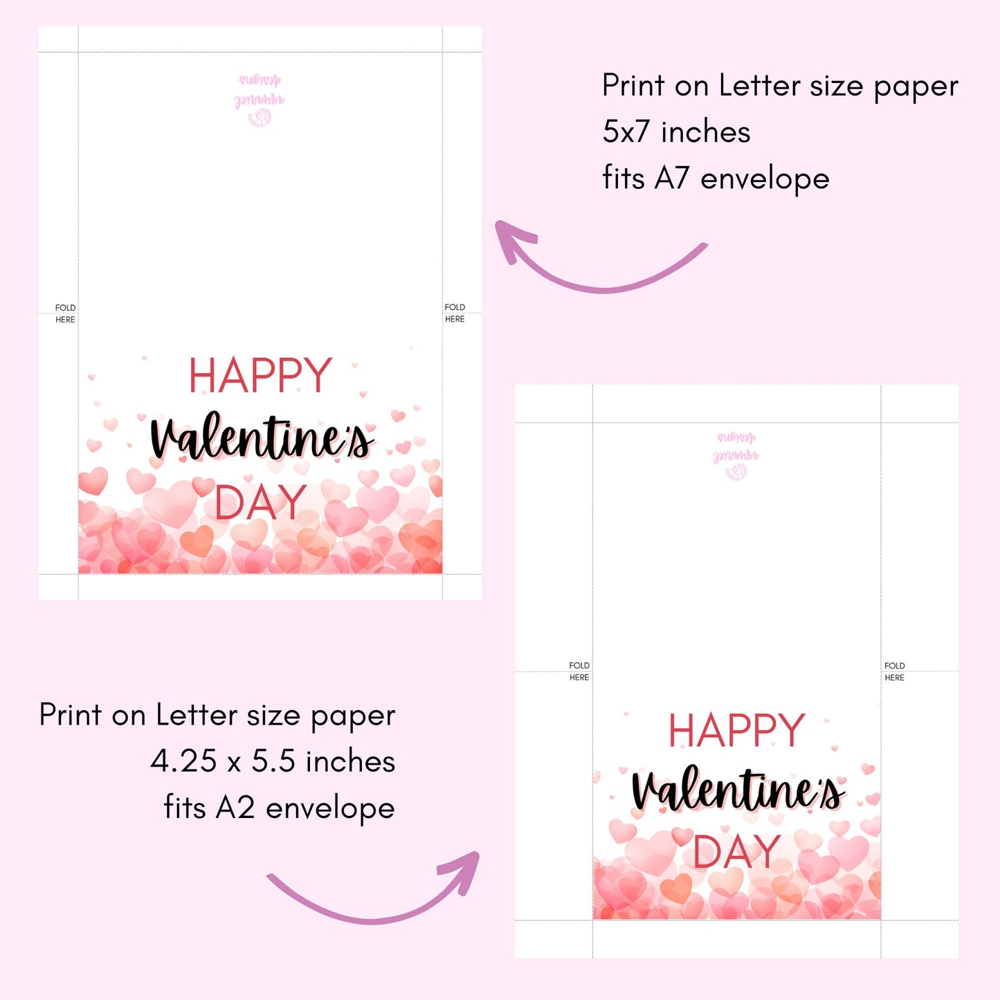 Happy Valentine's Day Printable Card | Instant Download PDF | Card Template