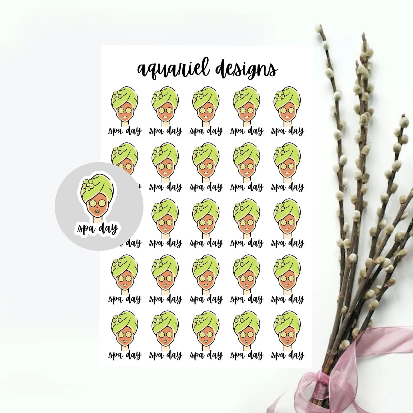 Spa Day Stickers | Set of 25 Spa Day Planner Stickers | Bullet Journal Stickers