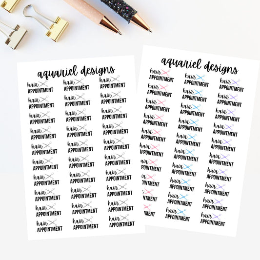 Hair Appointment Stickers | Set of 30 Hair Appointment Planner Stickers | Bullet Journal Stickers