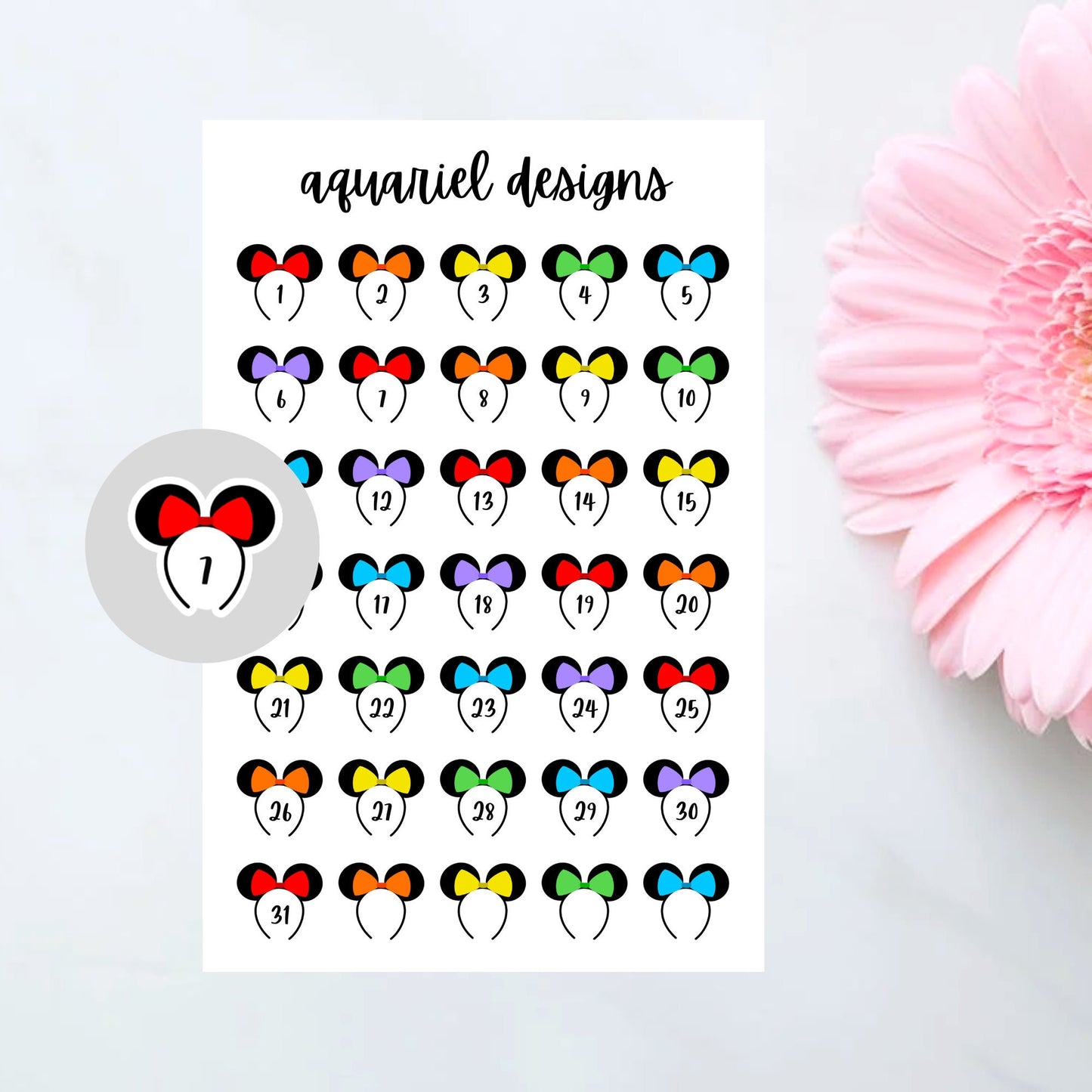 Mickey Ears Date Cover Stickers | Mickey Ears Planner Stickers | Bullet Journal Stickers