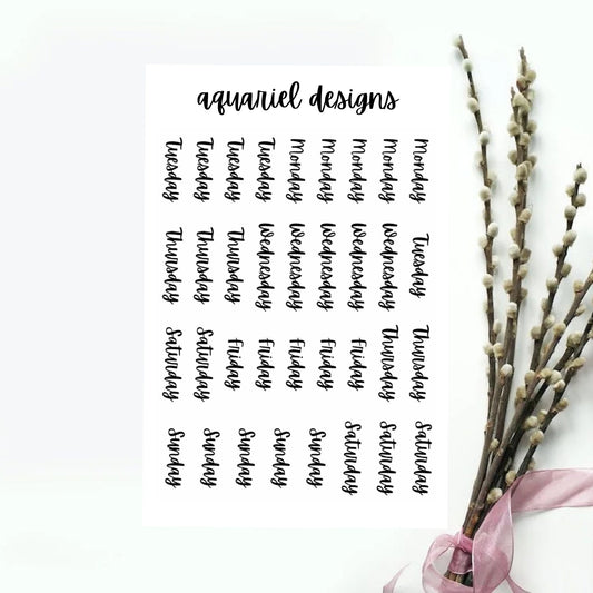 Days of the Week Sticker Sheet | Planner Stickers | Bullet Journal Stickers