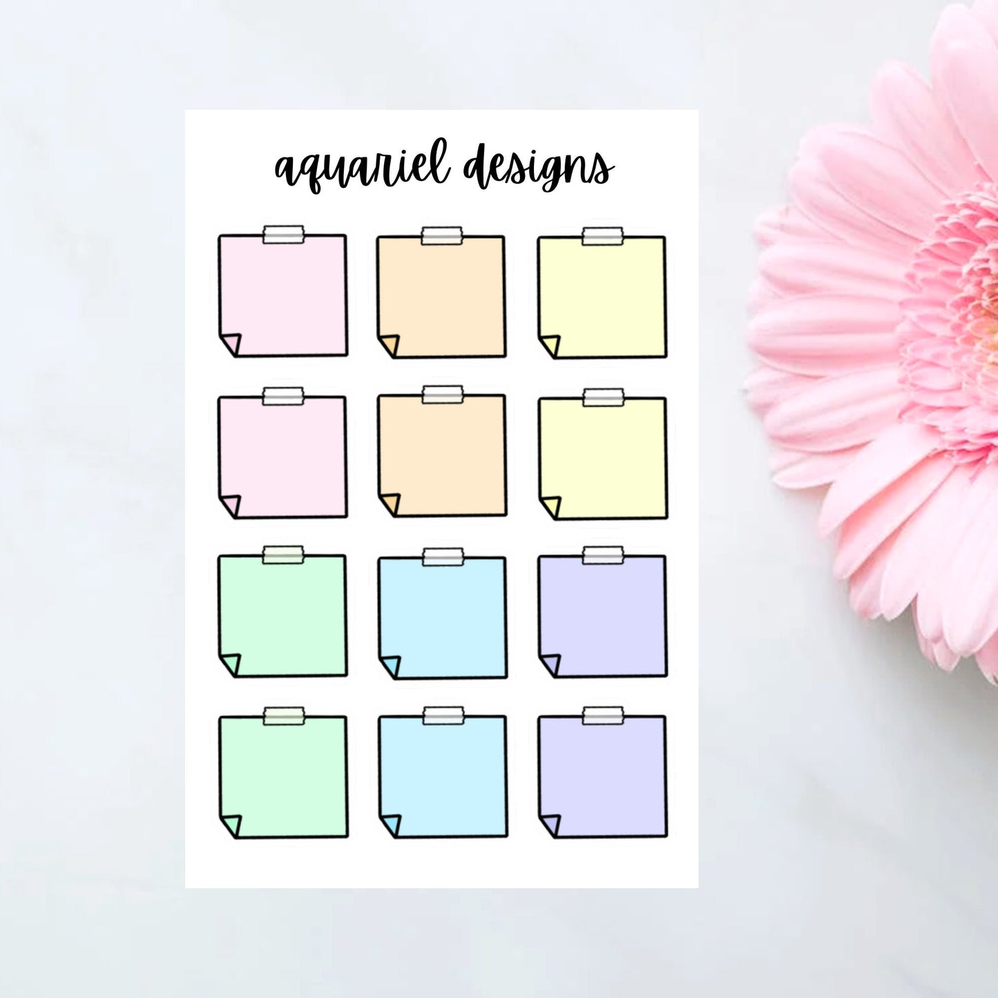 Post It Sticker Sheet | Pastel Rainbow Post It Planner Stickers | Bullet Journal Stickers