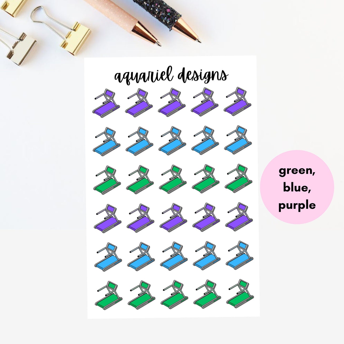 Treadmill Stickers | Set of 30 Treadmill Planner Stickers | Bullet Journal Stickers