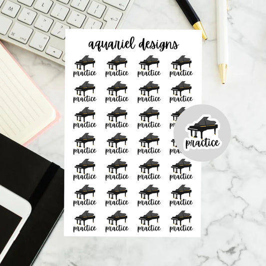 Piano Practice Planner Stickers, Piano Planner Stickers, Piano Lesson Bullet Journal Stickers