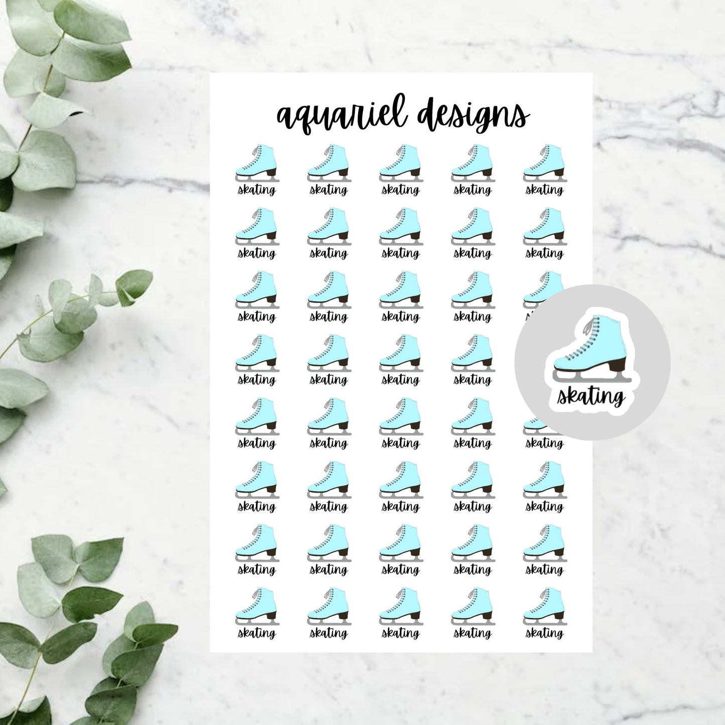 Ice Skating Stickers, Skating Planner Stickers, Ice Skating Bullet Journal Stickers