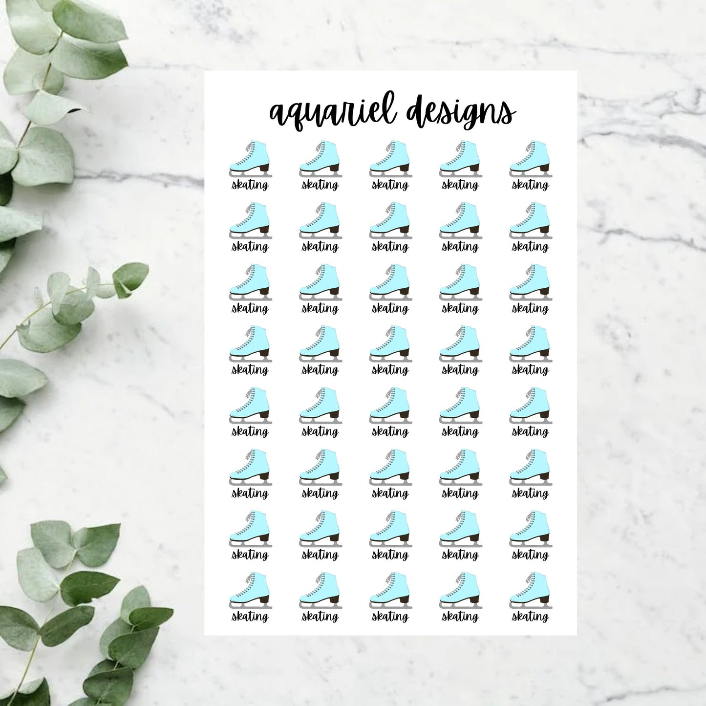 Ice Skating Stickers, Skating Planner Stickers, Ice Skating Bullet Journal Stickers