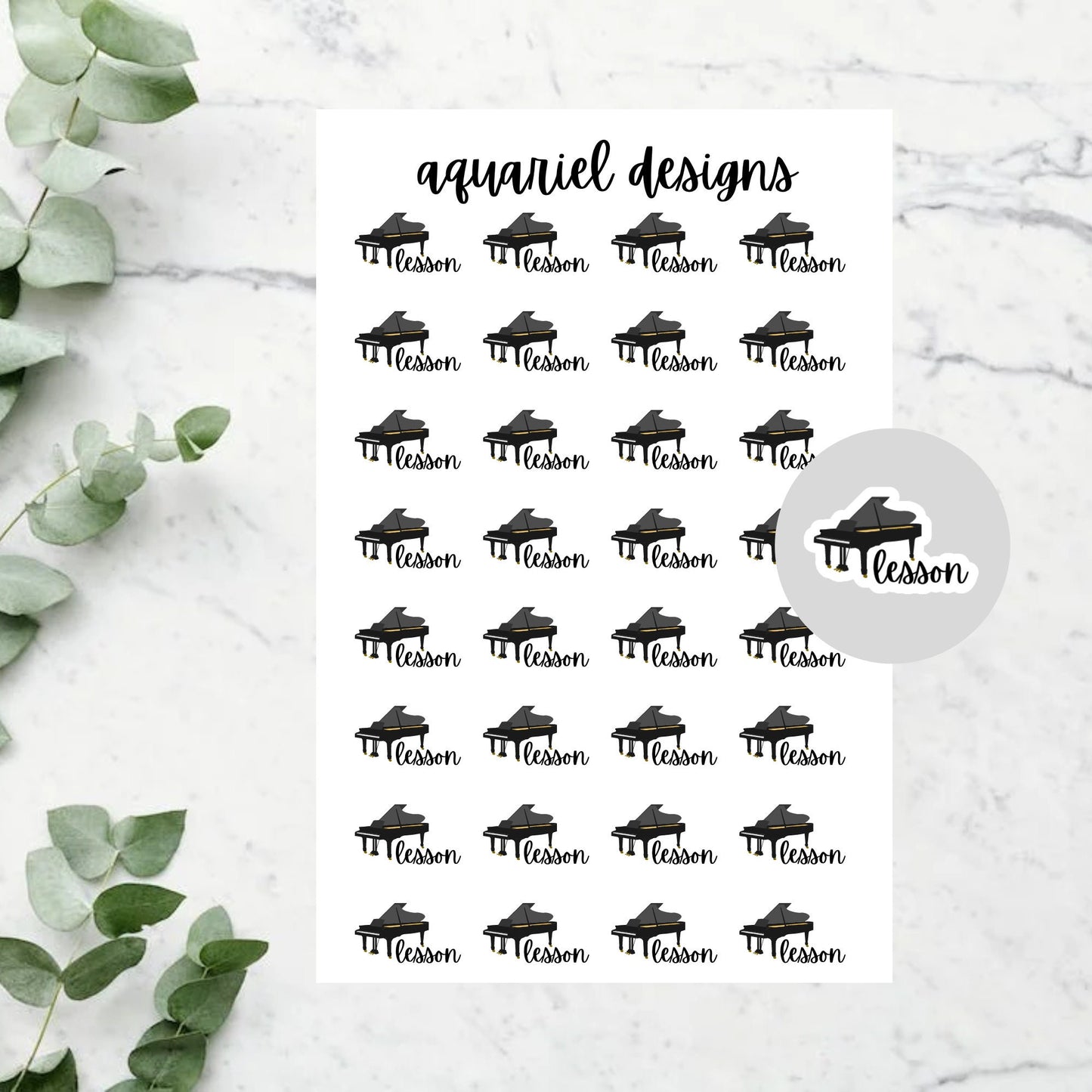 Piano Lesson Planner Stickers, Piano Stickers, Piano Lesson Bullet Journal Stickers