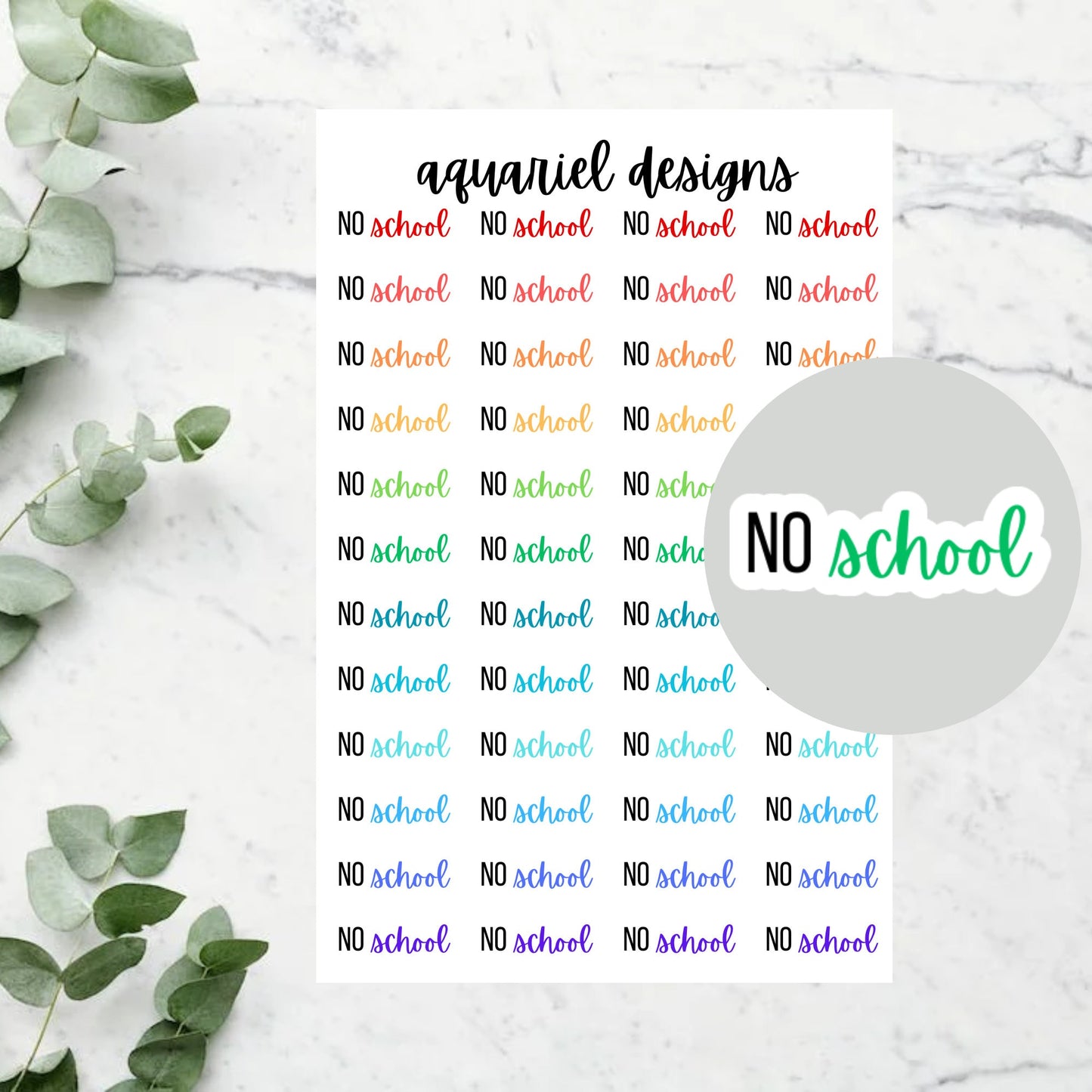 No School Stickers, Set of 48 No School Text Planner Stickers, No School Bullet Journal Stickers