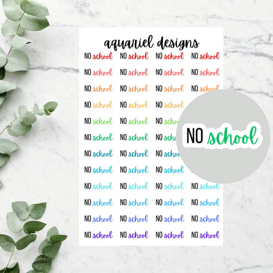 No School Stickers, Set of 48 No School Text Planner Stickers, No School Bullet Journal Stickers