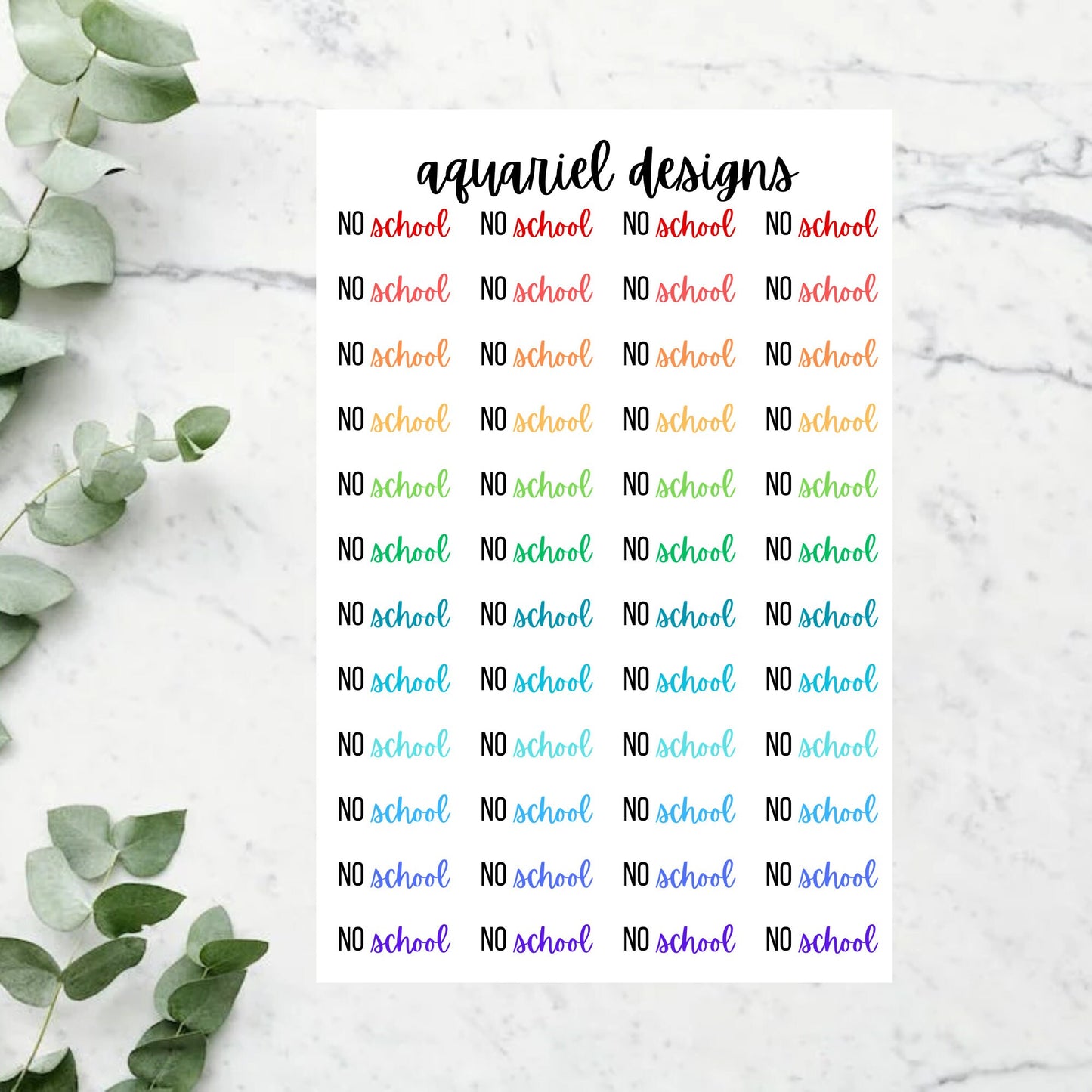 No School Stickers, Set of 48 No School Text Planner Stickers, No School Bullet Journal Stickers