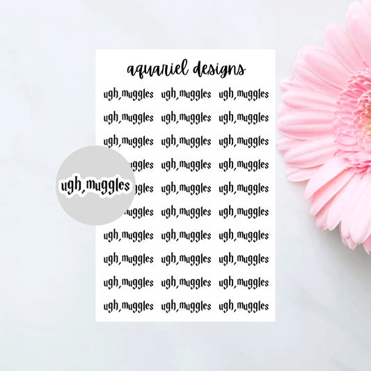 Ugh, Muggles Sticker, Harry Potter Planner Stickers, Muggles Bullet Journal Stickers