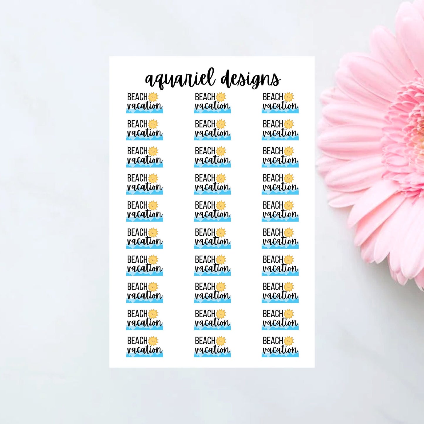 Beach Vacation stickers, Set of 30 Beach Vacation Planner Stickers, Beach Bullet Journal Stickers