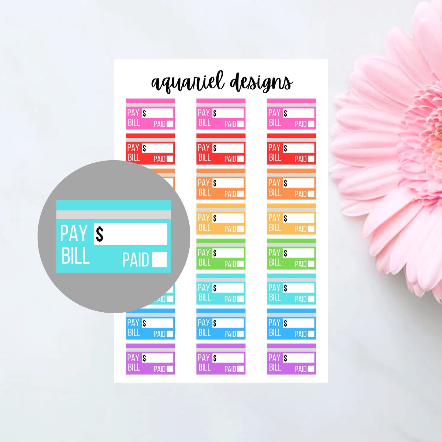 Credit Card Stickers, Planner Stickers, Write-On Stickers, Bill Stickers for Calendars, Planners, and Bullet Journals