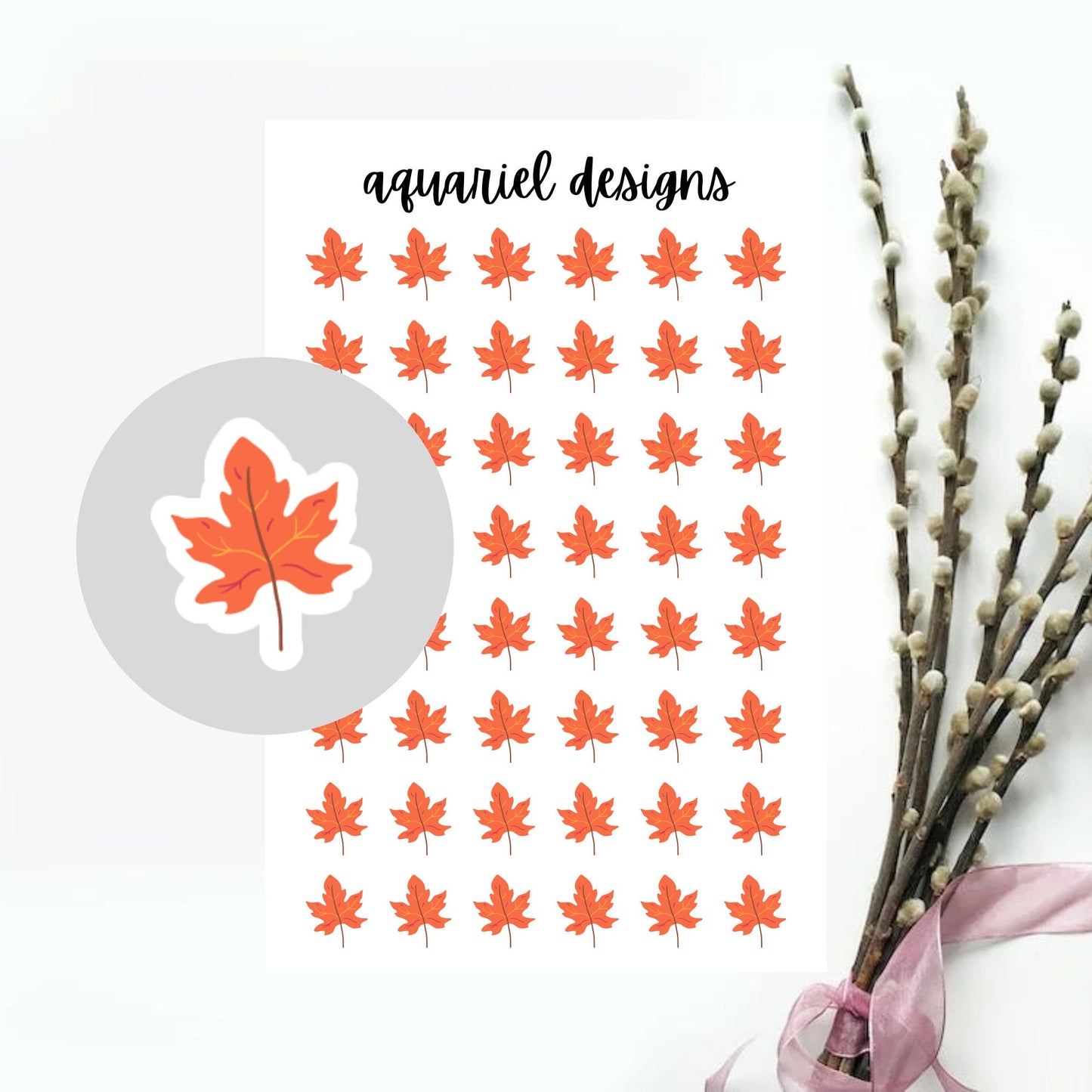 Fall Leaf Stickers, Planner Stickers, Fall Stickers, Stickers for Calendars, Planners, and Bullet Journals