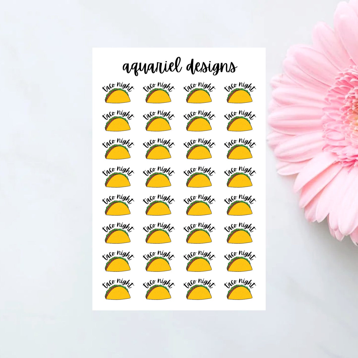 Taco Night Stickers, 32 Taco Stickers for Planners, Calendars, Bullet Journals, etc.