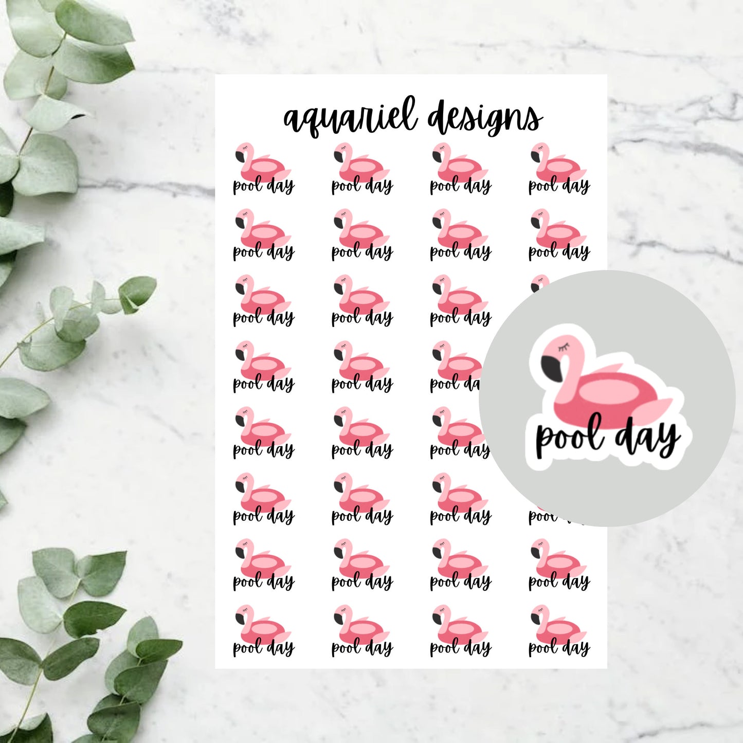 Pool Day Stickers, 32 Pool Day Planner Stickers, Pool Day Bullet Journal Stickers