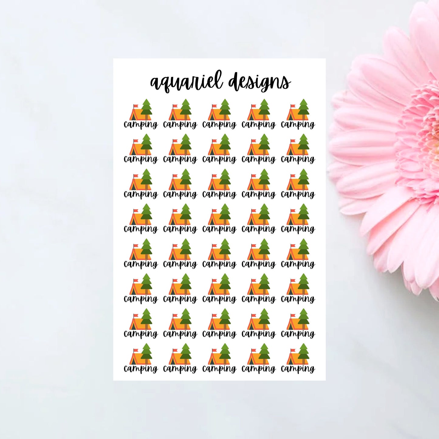 Camping Stickers, Set of 40 Camping Planner Stickers, Camping Bullet Journal Stickers