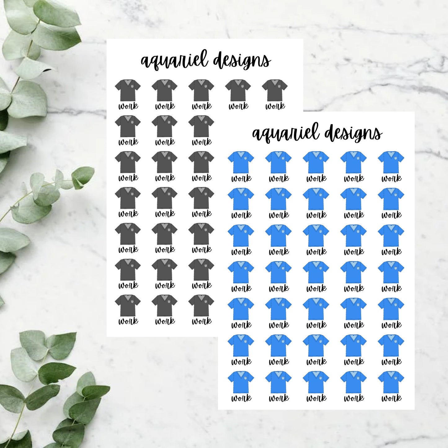 Nurse Script Work Stickers | Set of 42 Blue, Grey, or Black Nurse Work Tracker Planner Stickers | Bullet Journal Stickers