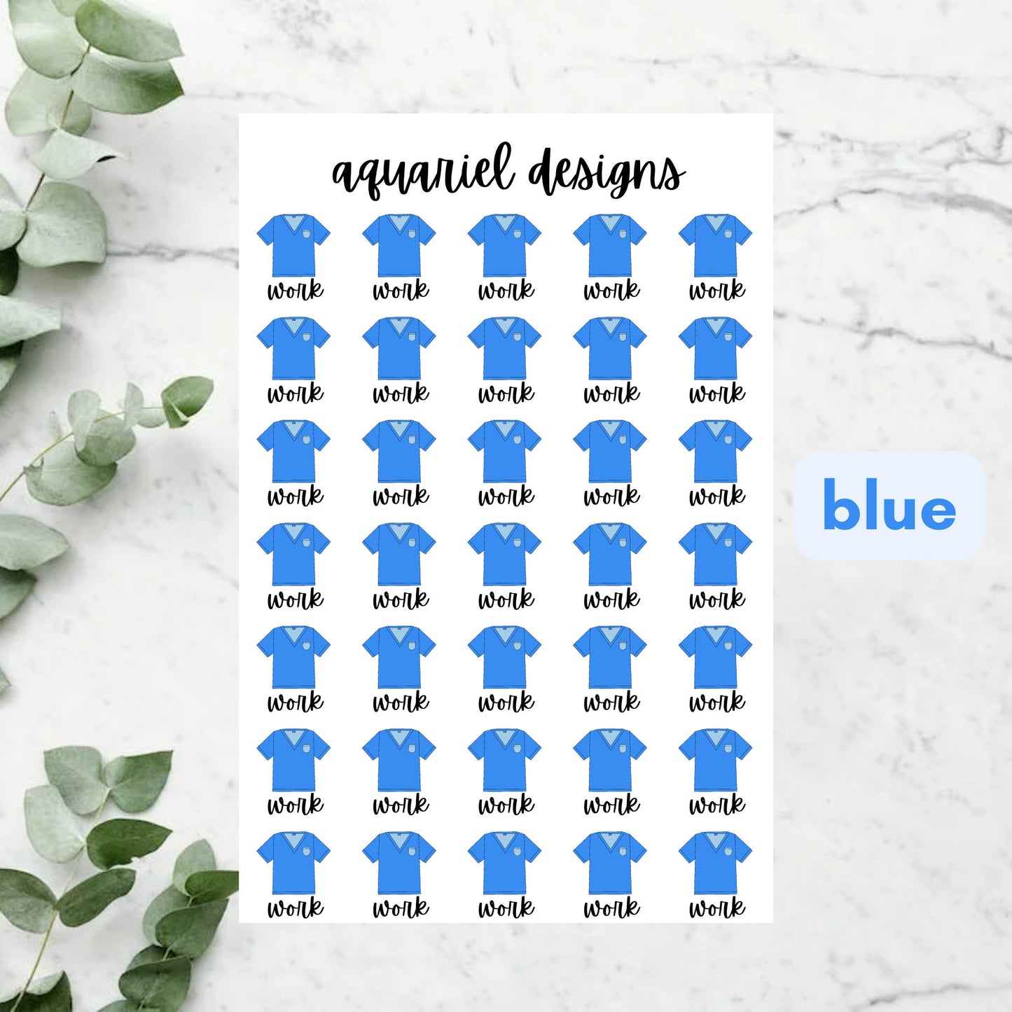 Nurse Script Work Stickers | Set of 42 Blue, Grey, or Black Nurse Work Tracker Planner Stickers | Bullet Journal Stickers