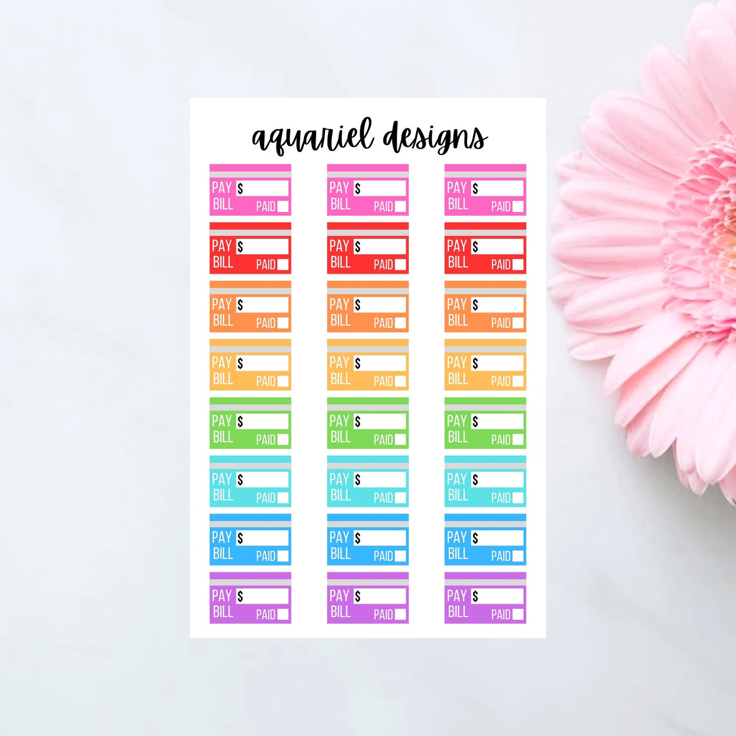 Credit Card Stickers, Planner Stickers, Write-On Stickers, Bill Stickers for Calendars, Planners, and Bullet Journals