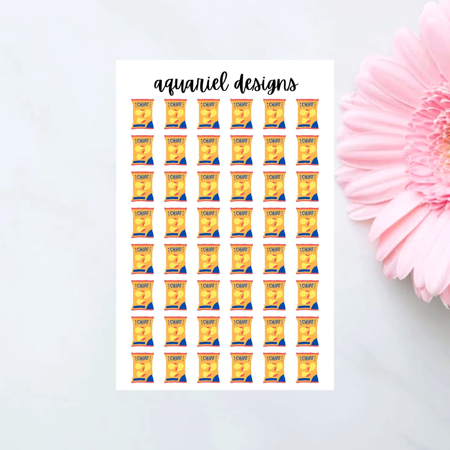 Chips Stickers, 48 Chips Stickers for Planners, Calendars, Bullet Journals, etc.