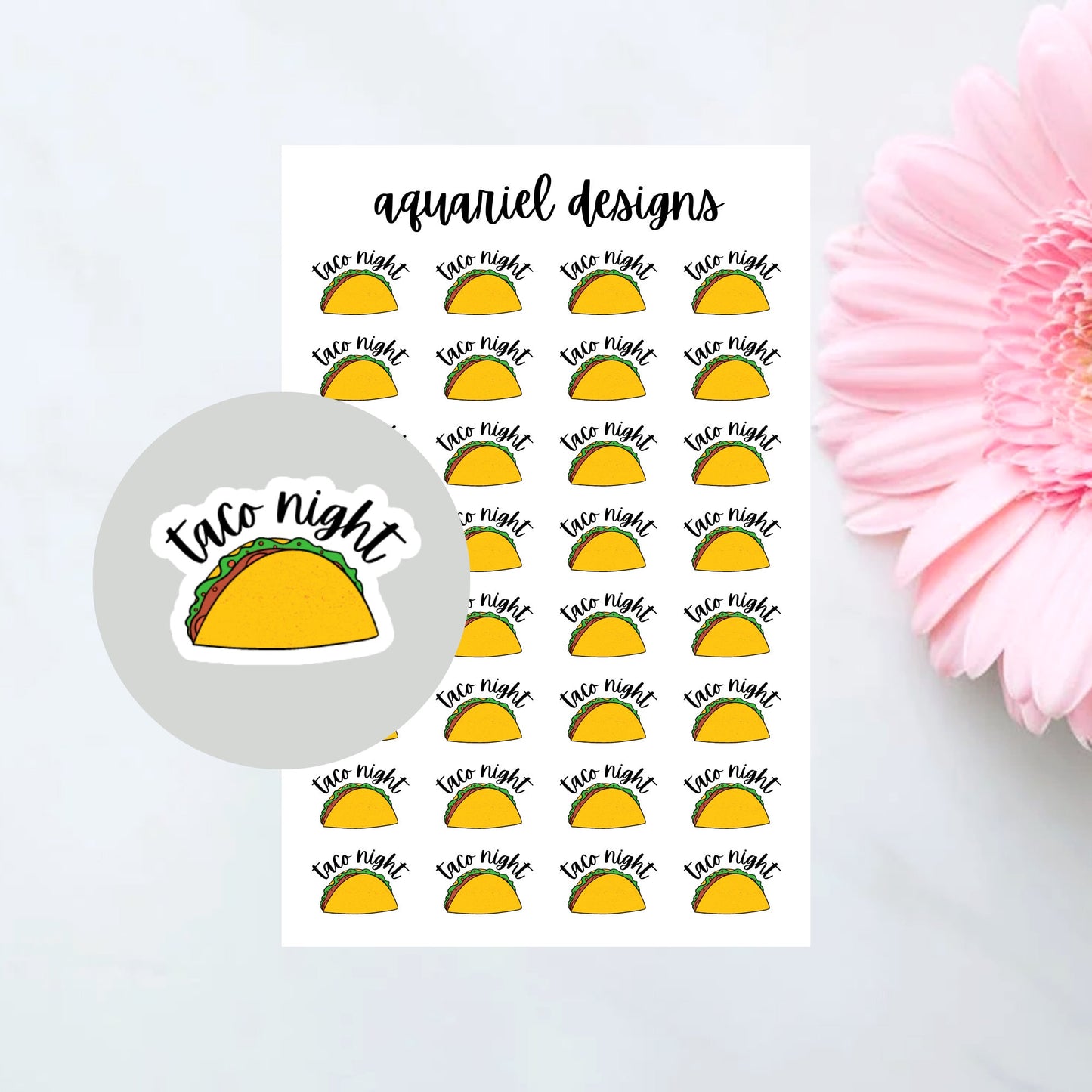 Taco Night Stickers, 32 Taco Stickers for Planners, Calendars, Bullet Journals, etc.