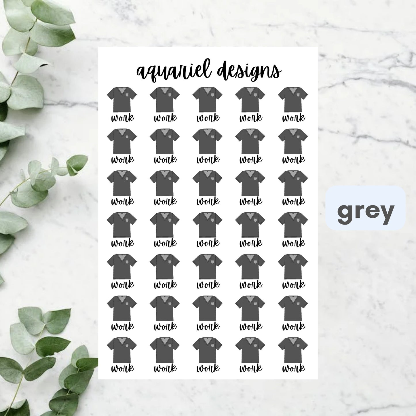 Nurse Script Work Stickers | Set of 42 Blue, Grey, or Black Nurse Work Tracker Planner Stickers | Bullet Journal Stickers