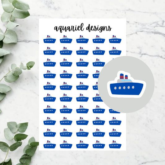 Cruise Ship Stickers, 50 Cruise Stickers for Planners, Calendars, Bullet Journals, etc.