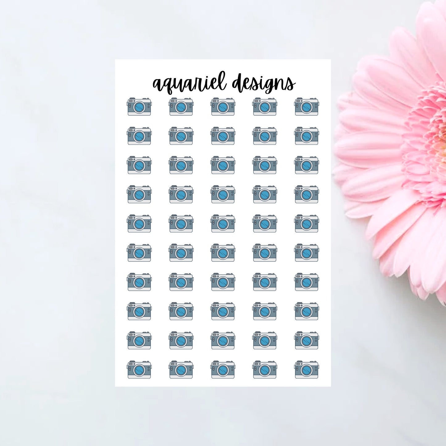 Camera Sticker Sheet, 50 Camera Stickers for Planner, Calendar, Bullet Journal, etc.