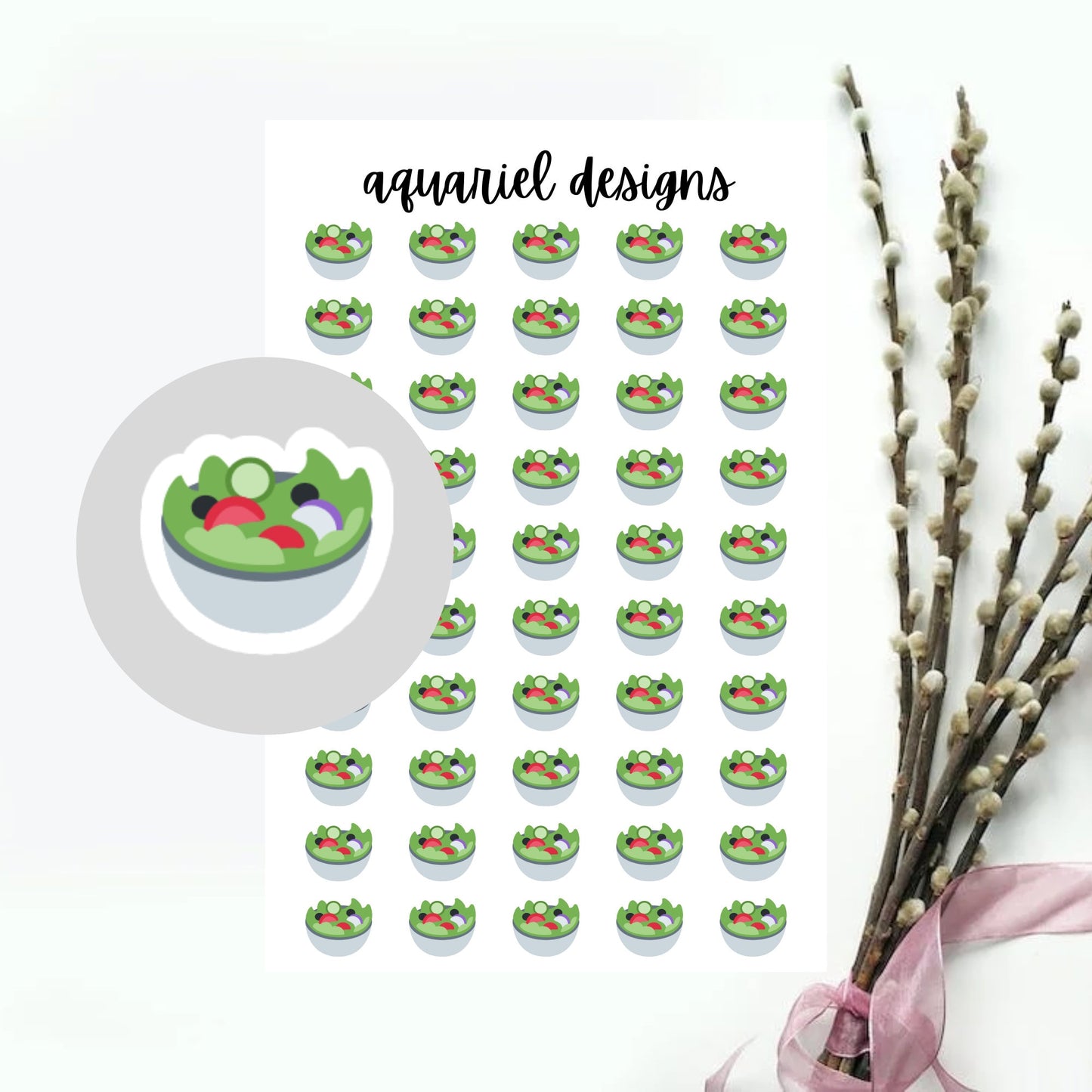 Salad Stickers, 50 Salad Stickers for Planners, Calendars, Bullet Journals, etc.