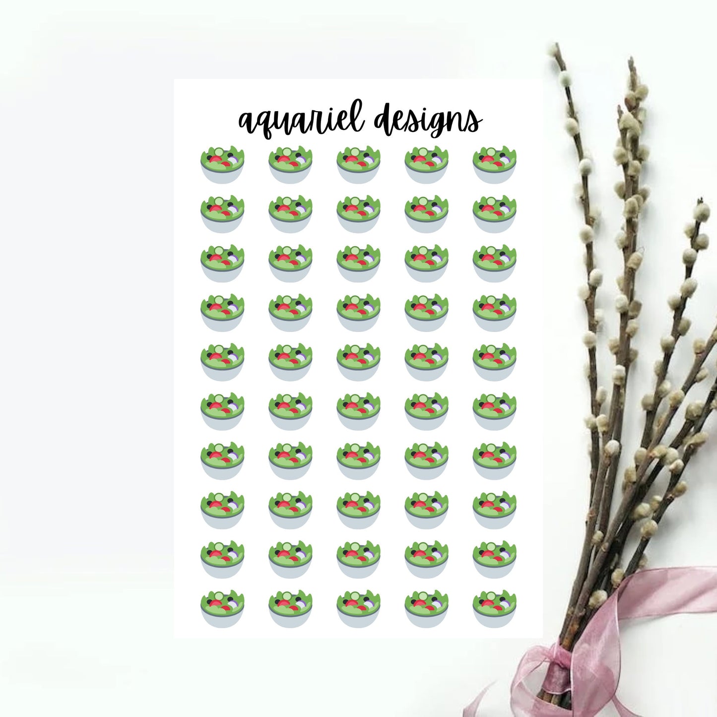 Salad Stickers, 50 Salad Stickers for Planners, Calendars, Bullet Journals, etc.