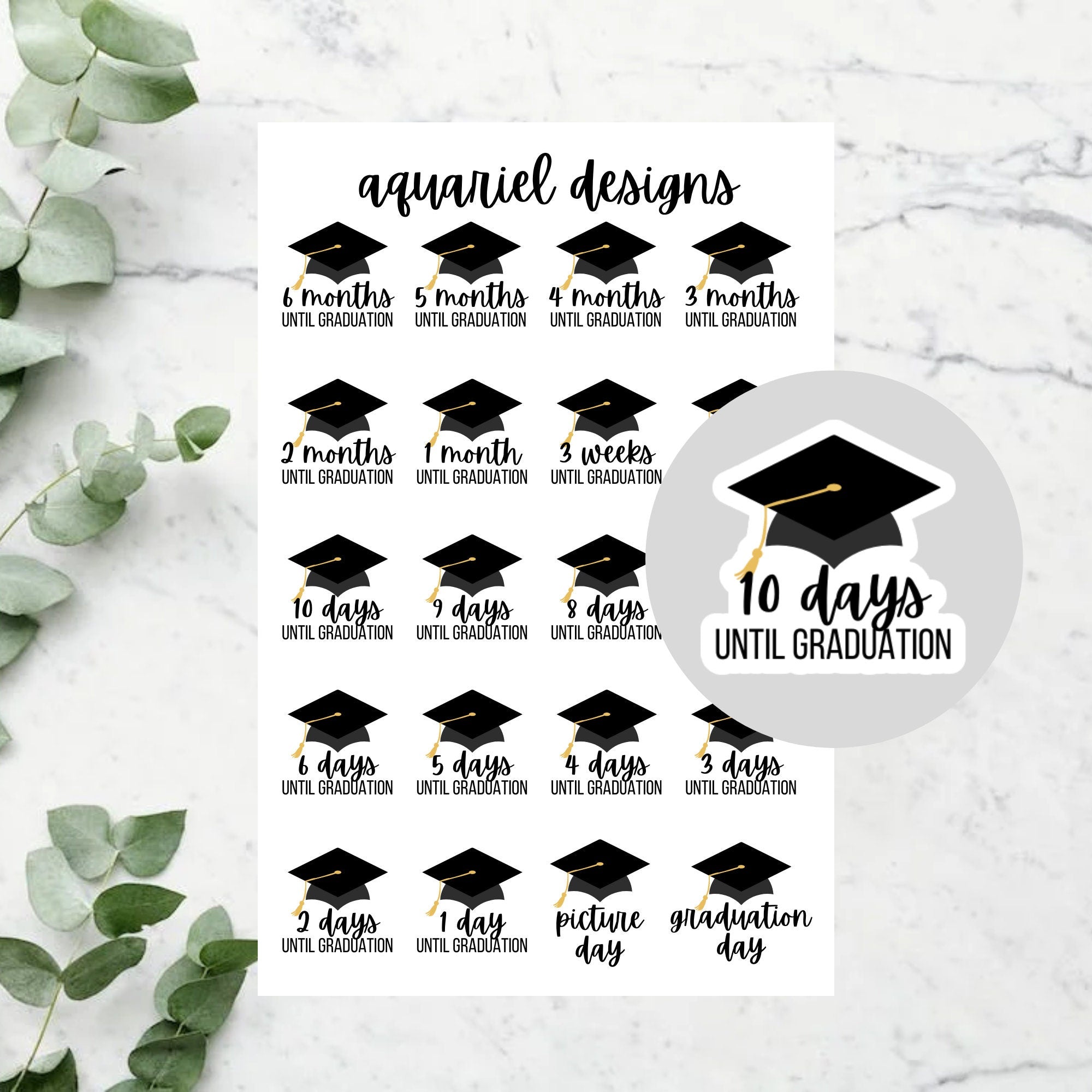 Timing Graduation Sticker Graduation Countdown Stickers, 20 Graduation Stickers for Planners, Bu ...