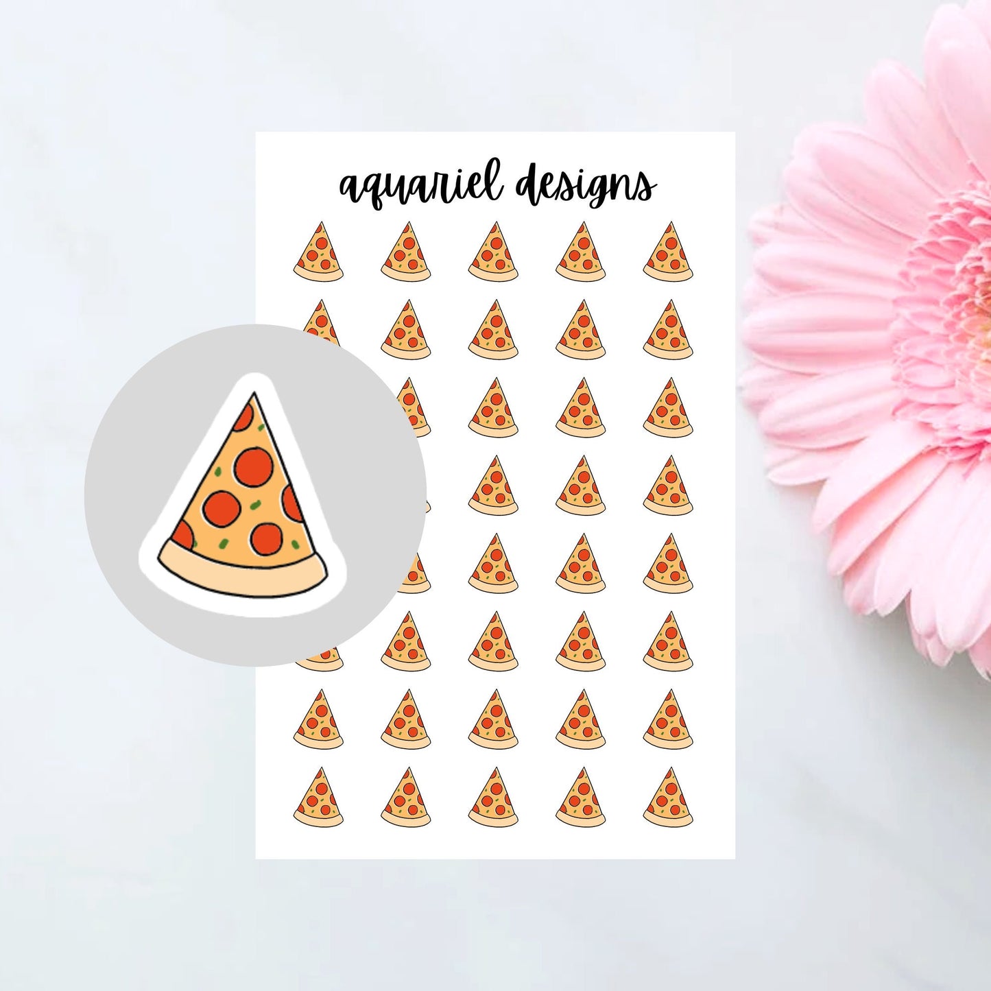 Pizza Stickers, 40 Pizza Stickers for Planners, Calendars, Bullet Journals, etc.