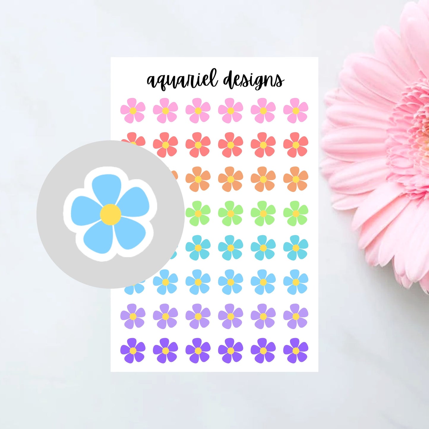 Flower Stickers (Pastel), 48 Floral Stickers for Planners, Calendars, Bullet Journals, etc.