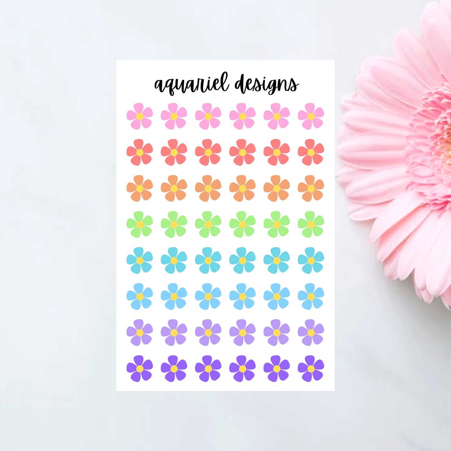 Flower Stickers (Pastel), 48 Floral Stickers for Planners, Calendars, Bullet Journals, etc.