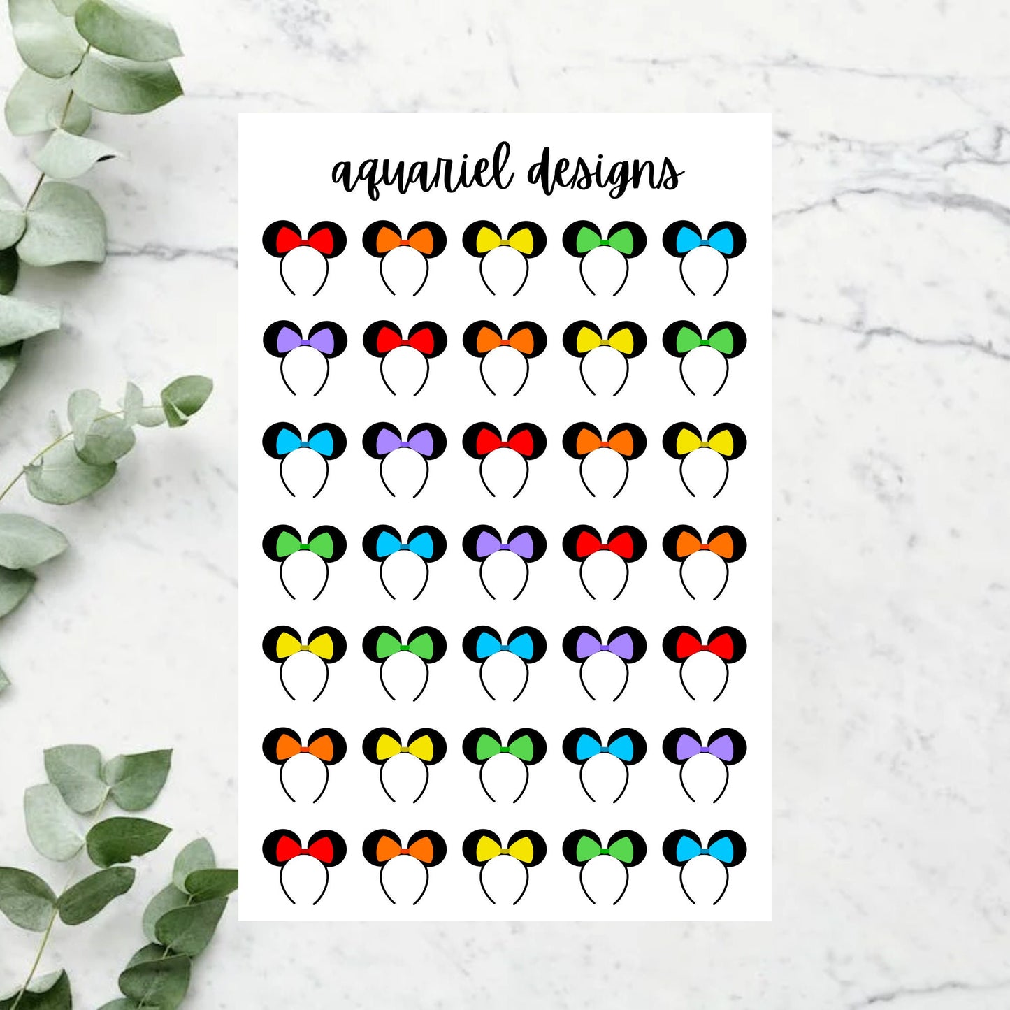 Rainbow Mickey Ears Stickers, 35 Disney Mickey Ears Stickers for Planners, Bullet Journals, Calendars, etc.