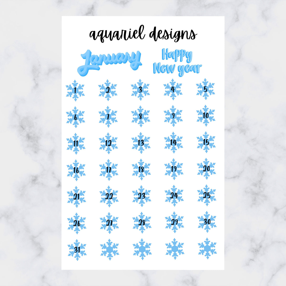 January Solid Sticker January Monthly Sticker Kit | Winter Wonderland Themed Stickers | Set ...