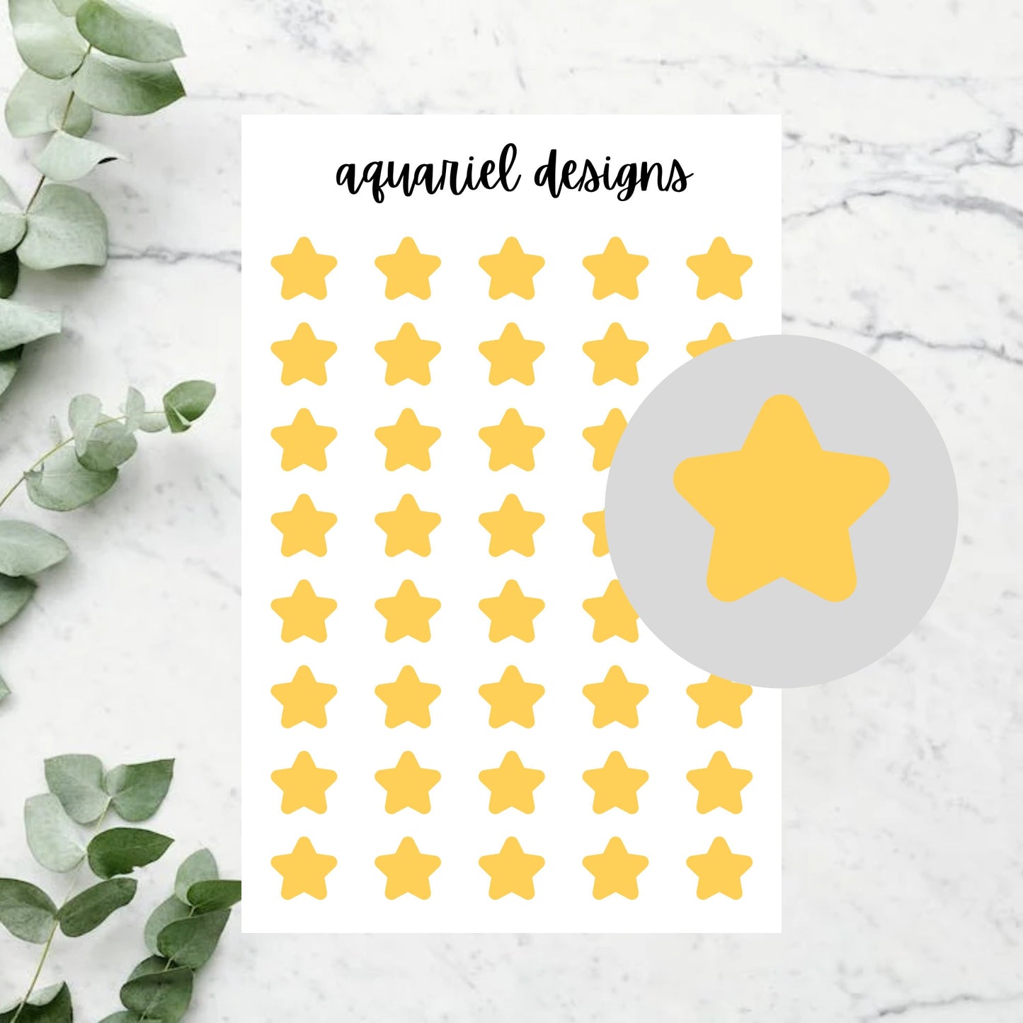 Gold Star Stickers, 40 Star Stickers for Planners, Calendars, Bullet Journals, etc.