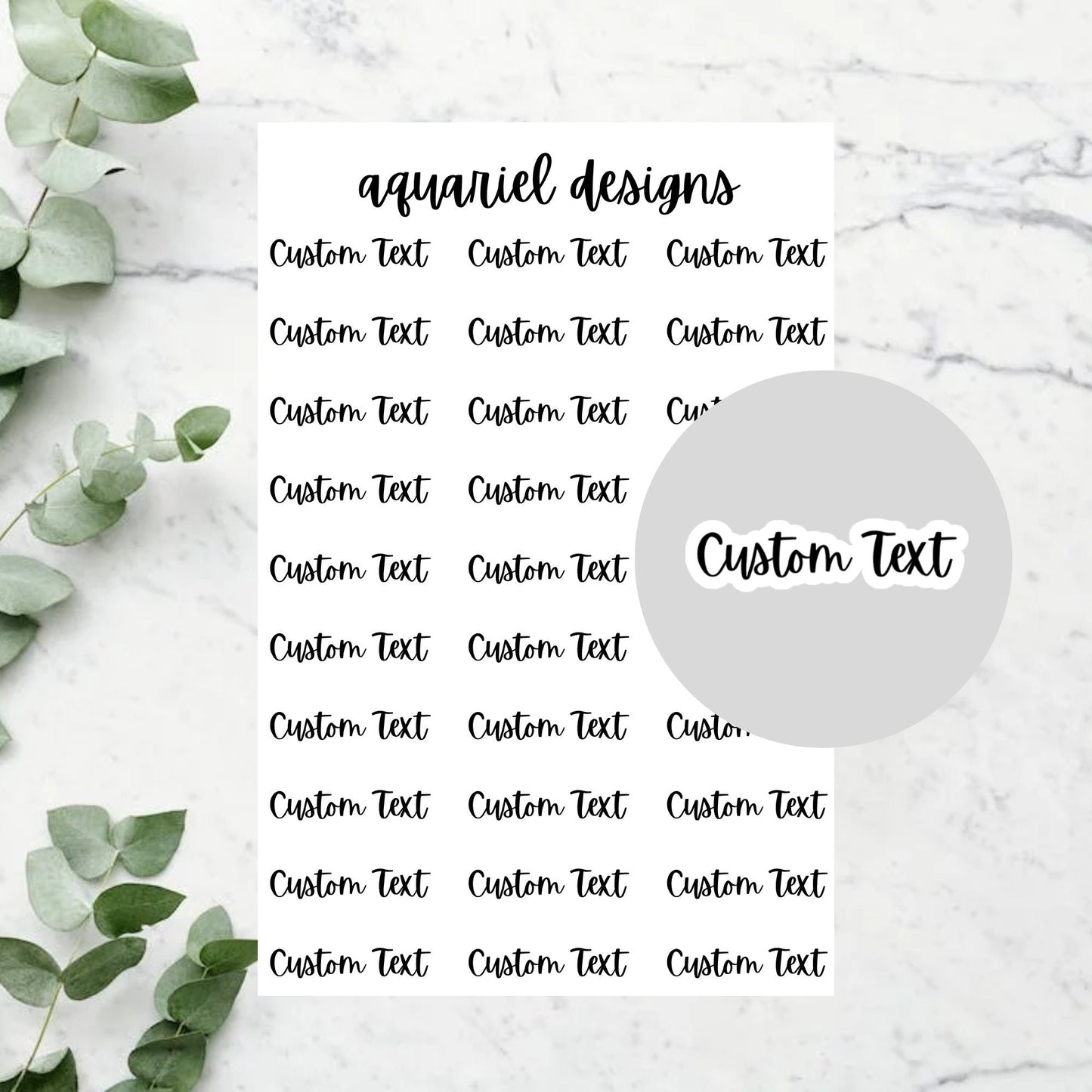 Custom Script Stickers, 30 Personalized Labels for Planners, Calendars, Bullet Journals, etc.