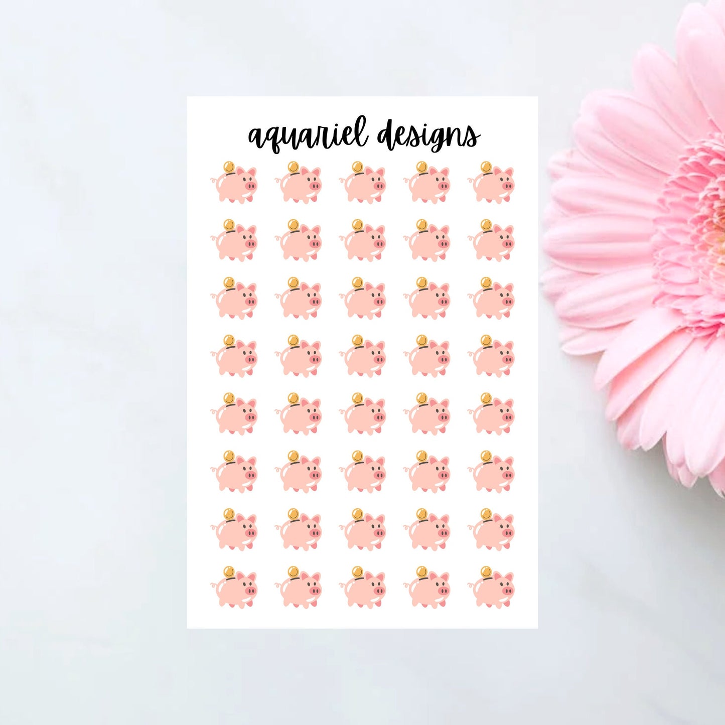 Piggy Bank Stickers, 40 Savings Stickers for Planners, Calendars, Bullet Journals, etc.