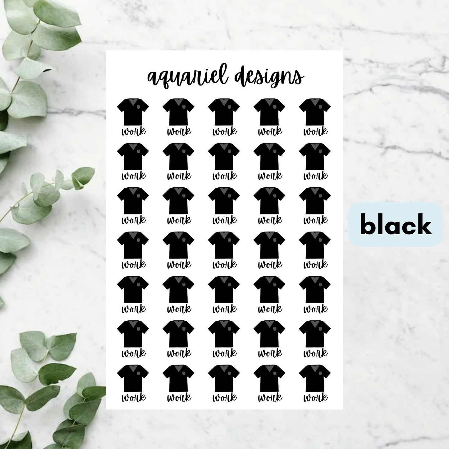 Nurse Script Work Stickers | Set of 42 Blue, Grey, or Black Nurse Work Tracker Planner Stickers | Bullet Journal Stickers