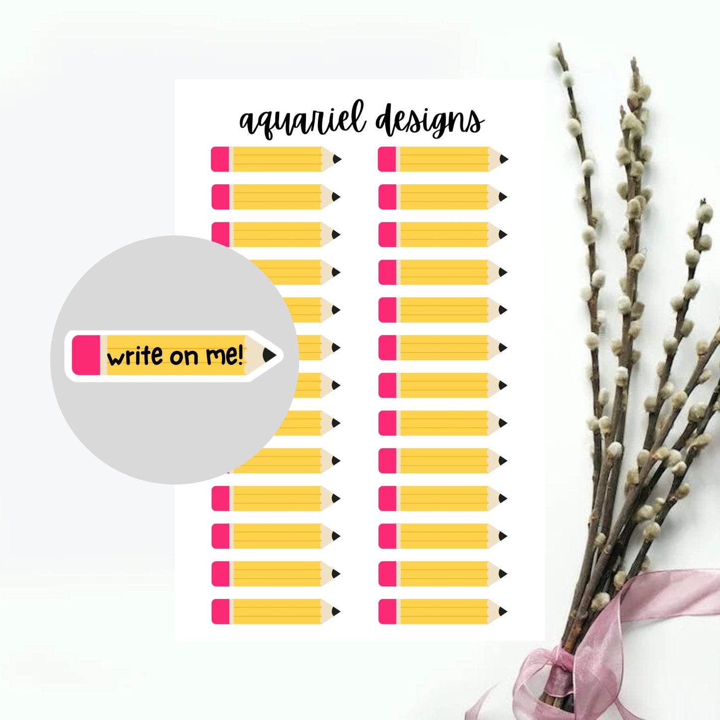 BLANK Pencil Stickers for Planners, Calendars, Bullet Journals, etc.