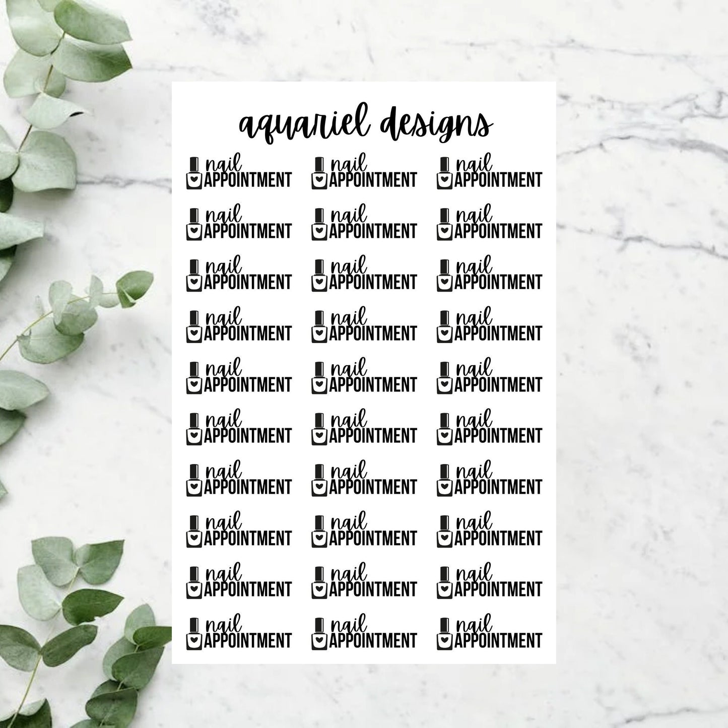 Nail Appointment Stickers for Planners, Bullet Journals, Calendars, etc.