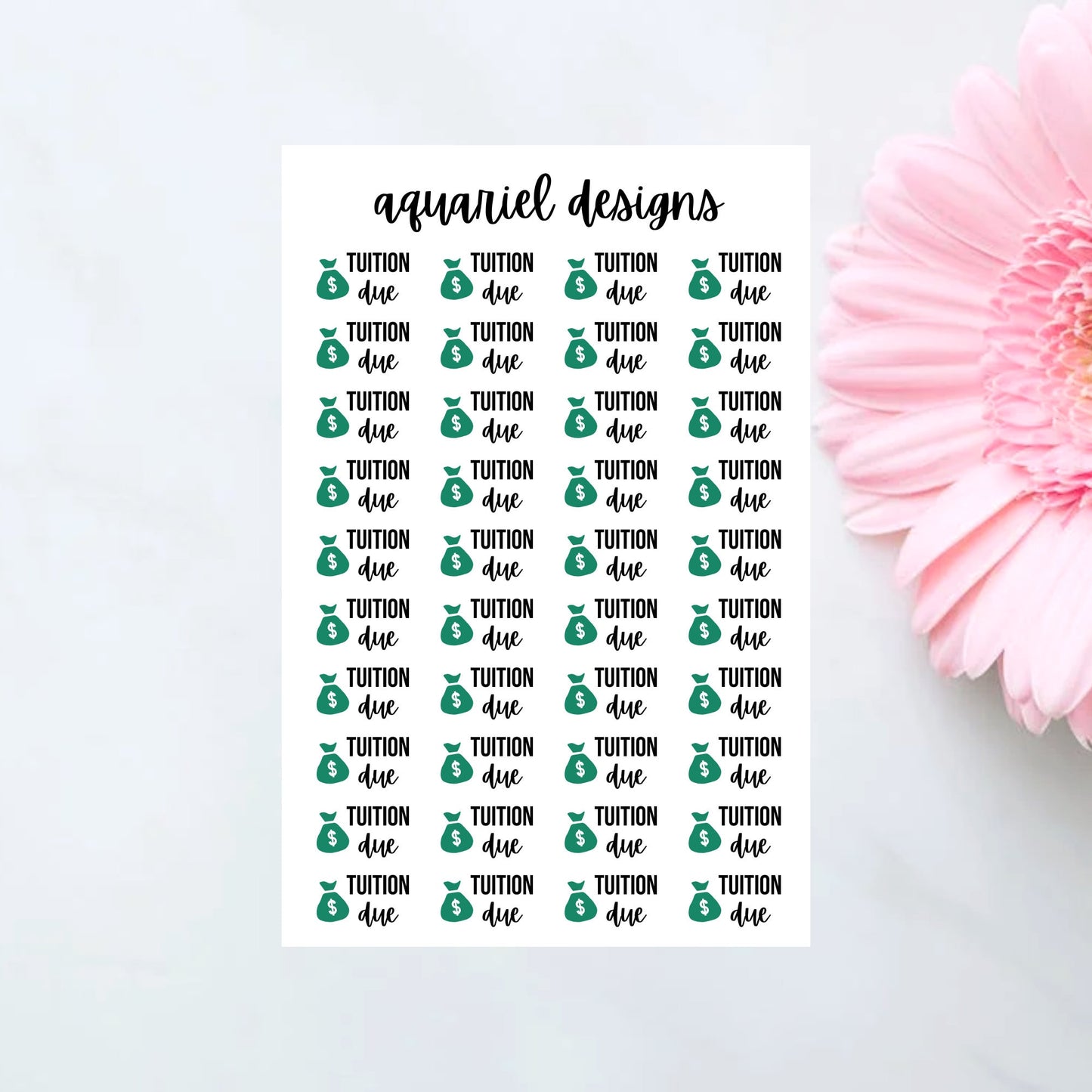 Tuition Due Stickers, Back To School Stickers for Planners, Bullet Journals, Calendars, etc.