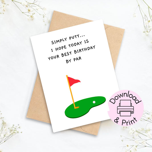 Funny Birthday Card For Golfer, Golf Enthusiast Greeting Card For Him, Sports Birthday Card For Dad, Card for Uncle, Printable Card