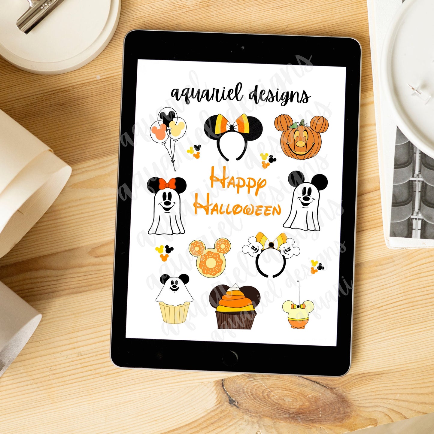 DIGITAL Halloween Magical Land/World Theme Park Bullet Journal Pre-Cropped Stickers, Trip Planner Icons, Mouse Ears Goodnotes PNG