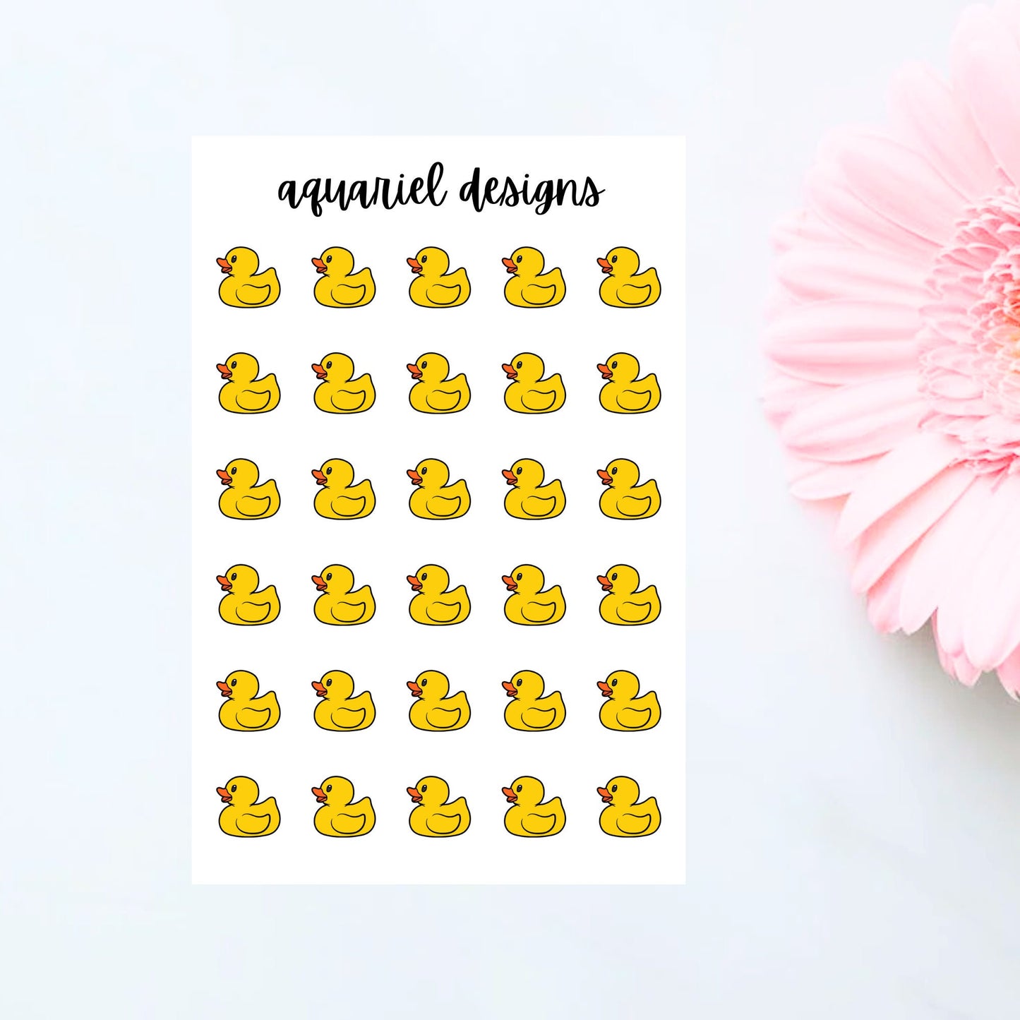 Rubber Ducky Stickers, 30 Rubber Duck Stickers for Planners, Bullet Journals, Calendars, etc.