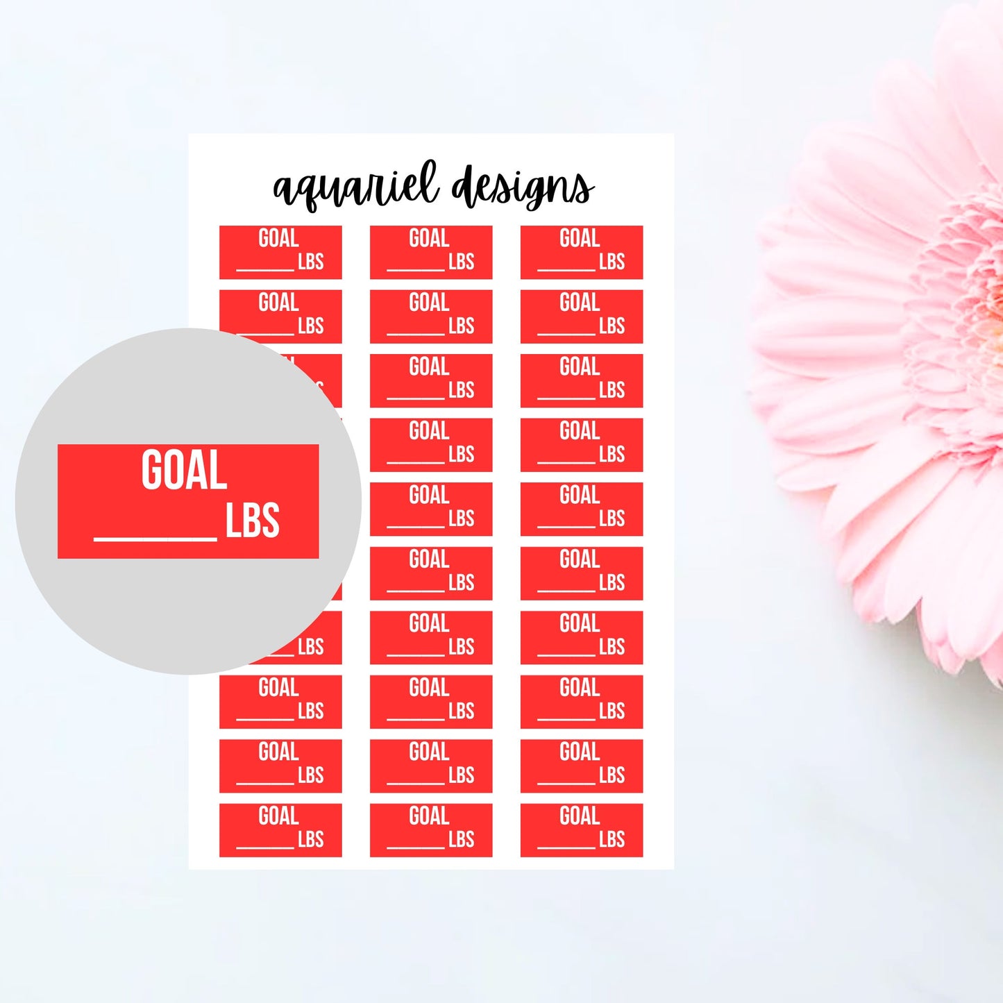 Weight Goal Box Stickers for Planners, Bullet Journals, Calendars, etc.